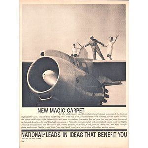 1959 National Airlines Boeing 707 Jet Vintage Print Ad Family on Wing Wall Art